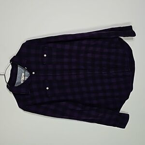 Tailor vintage large purple and black plaid button down long sleeve shirt